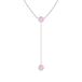 ¹͢ʡAngara Bezel Set Round Rose Quartz Lariat Style Necklace in Plat