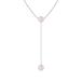 ¹͢ʡAngara Bezel Set Round Rose Quartz Lariat Style Necklace in Plat