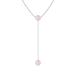 ¹͢ʡAngara Bezel Set Round Rose Quartz Lariat Style Necklace in Plat