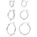 Set of Three (3) 925 Sterling Silver 2mm Hoop Earrings for Women Girls (10mm  15mm  20mm)¹͢