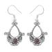 Natural Garnet Earrings Dangle  925 Sterling Silver Earrings For Women  Silver Dangle Earrings  January Birthstone  Bezel Set Round Red Gemstone  T