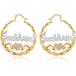 Custom Bamboo Hoop Earrings Personalized Name Earrings for Women Girls Oversize Hip-Hop Earrings Fashion Jewelry Gifts for Wife Mom Daughter Grandm