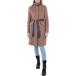 ¹͢ʡCole Haan Womens Wool Blend Faux Leather Trim Wrap Coat Tan 10