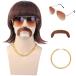 ¹͢ʡmorvally 5pcs Set 70s 80s Disco Wig with Mustache Glasses and Ch