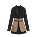 ���¹�͢���ʡ�HAN HONG Korean Patchwork Chic Long Jacket Dress Women's Coats w