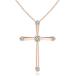 Angara Natural Diamond Cross Pendant Necklace for Women in 14K Rose Gold (Grade-KI3 | 1.9mm) April Birthstone Jewelry Gift for Her | Birthday | Wed