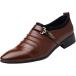 Men Dress Shoes Wide Brown British Men's Leather Shoes Fashion Man Pointed Toe Formal Wedding Shoes Formal Shoes Men Comfortable (Brown  6.5)