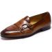 Santimon Men's Fashion Comfortable Genuine Leather Monk Strap Loafers Casual Dress Formal Silp On Tuxedo Shoes Brown 11 US¹͢