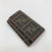 ** FENDI Fendi Zucca чехол для ключей 6 полосный 8AP079 Brown x розовый внутри часть грязный * металлические принадлежности ржавчина * ощущение б/у иметь царапина . загрязнения есть 