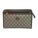 ** GUCCI Gucci GG клатч ручная сумочка 014 122 6063 4023 бежевый PVC× кожа ручная сумочка царапина . загрязнения есть 