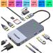 11in1 �h�b�L���O�X�e�[�V���� USB3.0 Type-C �n�u HDMI 4K VGA USB-A SD�J�[�h���[�_�[ microSD �L��lan �[�d LAN�|�[�g �g���v���f�B�X�v���C �}�C�N �ϊ�