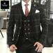  tailored jacket выставить чёрный проверка блейзер жилет мужской pi-k гонг peru боковой Benz S~XXXL большой размер . поступление осень-зима весна 