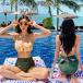  купальный костюм женский купальный костюм body type покрытие бикини Trend высокий талия retro модный одноцветный простой грудь ... модный симпатичный накладка имеется 