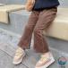  ребра брюки длинные брюки обратная сторона ворсистый брюки casual flare pants девочка 110 Kids 120 низ bell брюки детская одежда с изнанки флис длинные брюки вельвет хлеб 