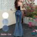  flair Denim брюки Gene s Denim задний лента прекрасный ножек ji- хлеб женский Корея мода высокий талия Trend Y2K мода симпатичный bell низ 