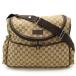 GUCCI Gucci GG парусина "мамина сумка" сумка "почтальонка" сумка на плечо кожа хаки бежевый темно-коричневый чай 123326