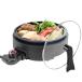 [ mountain .] electric saucepan grill nabe deep saucepan plate one person saucepan saucepan diameter 21.9cm depth 6cm removable type plate temperature adjustment function heat insulation function independent cover glass cover black 