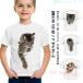  короткий рукав Kids кошка футболка симпатичный футболка кошка t рубашка 3D кошка рисунок модный zonchi- белый девочка мужчина tops чистый . принт детская одежда 