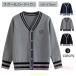  Kids school кардиган мужчина школьный свитер хлопок свободно zonchi-V шея школьная форма вязаный sailor Junior передний открытие ребристый осень-зима весна перо ткань 