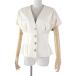  beautiful goods * Chanel P60304 LA PAUSA here button attaching lambskin Short sleeve leather jacket ivory 34 France made lady's 
