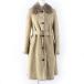  прекрасный товар *BURBERRY Burberry овечья кожа используя Logo кнопка * ремень есть длинный длина мутоновое пальто бежевый 40 Италия производства стандартный товар женский 