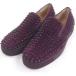  прекрасный товар *Christian Louboutin Christian Louboutin Roller Boat Flat замша кожа шиповки заклепки туфли без застежки фиолетовый 42.5 Британия производства 