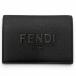  превосходный товар *FENDI Fendi кожа Logo металлические принадлежности складывающийся пополам футляр для визитных карточек футляр для карточек черный gun металлик мужской женский рекомендация *