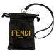  прекрасный товар *FENDI Fendi 7AR898 Logo кожа тонкий сцепление draw -тактный кольцо phone сумка мобильный кейс черный желтый коробка * сумка для хранения есть 