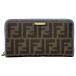  Fendi FENDI кошелек женский мужской бренд Zucca длинный кошелек PVC Brown голубой раунд застежка-молния Logo модный симпатичный 