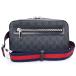 ( не использовался выставленный товар )GUCCI Gucci 792094 GG черный маленький ремень сумка GGs шкив m парусина кожа черный плечо сумка "body" серебряный металлические принадлежности 