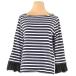  J Crew cut and sewn лодка шея tops женский #S размер манжеты chu-ru окантовка черный белый б/у 