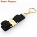  Salvatore Ferragamo key holder key ring lady's vala ribbon black Gold used 