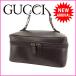  Gucci GUCCI vanity косметичка женский Brown кожа прекрасный товар есть перевод б/у E836