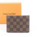 прекрасный товар Louis Vuitton Damier porutodukarutoveru TIKKA ruN60533 кожа складывающийся пополам чехол для пропуска мужской женский RUE CQ23-2