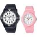 CASIO Standard Casio стандартный аналог кварц пара часы наручные часы резиновая лента черный / розовый иностранная модель MRW-200H-7B/LRW-200H-4B2