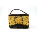  Versace . Vintage ручная сумочка vanity cosme сумка Leopard рисунок PVC кожа желтый цвет желтый VERSACE 7929h
