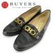  б/у Salvatore Ferragamo Loafer gun chi-ni5 1/2 кожа черный Gold металлические принадлежности JP размер примерно 23.0cm каблук примерно 2.5cm обувь обувь женский женщина 