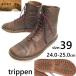 trippen/ Trippen * все кожа / натуральная кожа / гонки выше / Short / средний ботинки [39/24.0-24.5-25.0/ чай ]Vintage/Leather/Boots/*cWB104-02