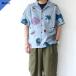 Bohemians надписи принт | индиго полоса . воротник рубашка [VIDAII] Indigo Stripe S/S Shirt