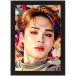 BTS JIMINjimin искусство постер + рама комплект чёрный (24X33cm) пуленепробиваемый подросток . van язык . лицо постер 