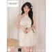 [ROBE de FLEURS / low bdof правило ] ламе шифон / цветок брошь / задний лента / выставить / flair / Mini платье /kyaba платье / платье [fm4649]