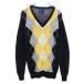 FRED PERRY Fred Perry шерсть a-ga il длинный рукав вязаный M чёрный серия свитер мужской б/у одежда б/у 