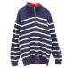 NAUTICA Nautica длинный рукав половина Zip футболка M темно-синий × белый мужской б/у одежда б/у 