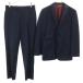 BURBERRY BLACK LABEL Burberry Black Label сделано в Японии шерсть полоса рисунок костюм верх и низ выставить 38R темно-синий три . association мужской б/у одежда б/у 