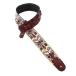 Walker And Williams LHR-24 Handmade Blood Red Premium Carved Leather Guitar Strap With Grizzly Bear Totem Carving For Acoustic, Electric, A ¹͢