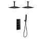 Dual Ceiling Mount 12 Inch Rain Shower Heads 3 Way Thermostatic Valve Shower System with Handheld Spray Matte Black ¹͢