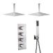 Dual Ceiling Mount 12 Inch Rain Shower Heads 3 Way Thermostatic Valve Shower System with Handheld Spray Brushed Nickel ¹͢