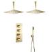 Dual Ceiling Mount 12 Inch Rain Shower Heads 3 Way Thermostatic Valve Shower System with Handheld Spray Brushed Gold ¹͢