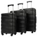 Merax Hardshell Luggage Set 3 Pieces Spinner Suitcase with TSA Lock Lightweight, Dark Black, 20/24/28 Inch ¹͢