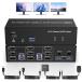 HDMI + 2 Displayport 3 монитор KVM переключатель USB 3.0 2 шт.. компьютер,4K@60Hz Triple монитор KVM порез 